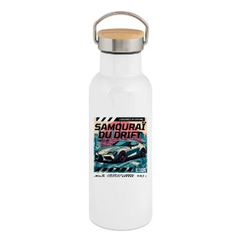 Samouraï Drift Urbaine - Gourde isotherme avec bouchon en bambou - blanc - Droite