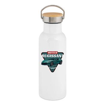 Moteur Rugissant Car - Gourde isotherme avec bouchon en bambou - blanc - Droite