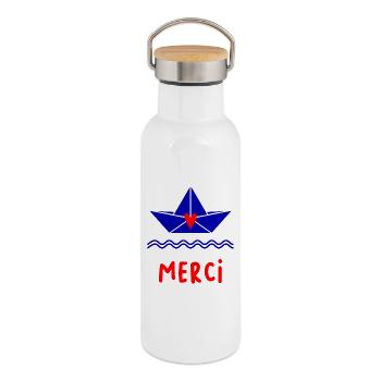 VIELEN DANK. GELIEBTE. MEISTER - Thermosflasche mit Bambusdeckel - Weiß - Rechts