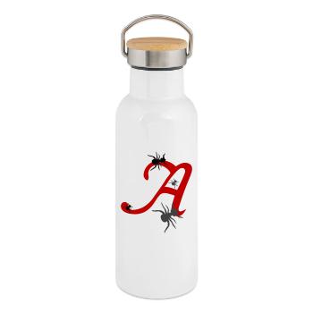 Buchstabe A Initiale - Thermosflasche mit Bambusdeckel - Weiß - Rechts