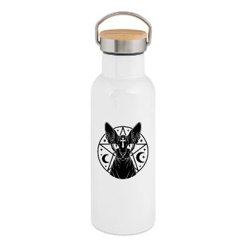 Sphynx Cat Occult - Thermal Bottle with Bamboo Lid - white - Right