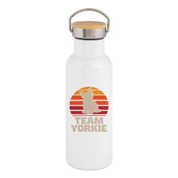 Team Yorkie Retro Yorkshire Terrier - Thermal Bottle with Bamboo Lid - white - Right