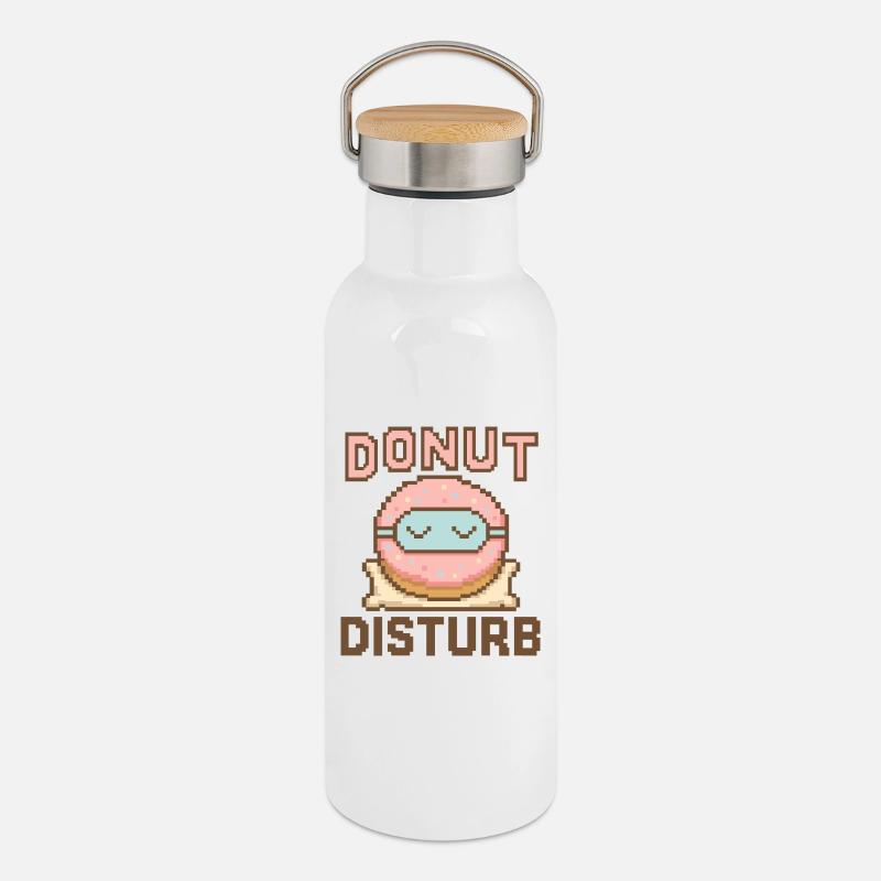 Donut Disturb – Sweet Sleep Mode - Thermal Bottle with Bamboo Lid - white