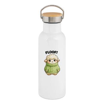 Kuscheliges Schäfchen Pullover Design - Thermosflasche mit Bambusdeckel - Weiß - Rechts