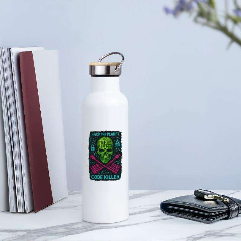 Hack the Planet Code Killer - Cybersécurité Gourde isotherme avec bouchon en bambou