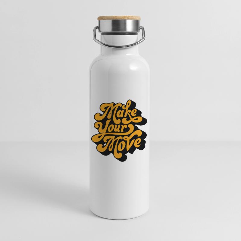 Make Your Move Retro Script Thermal Bottle with Bamboo Lid