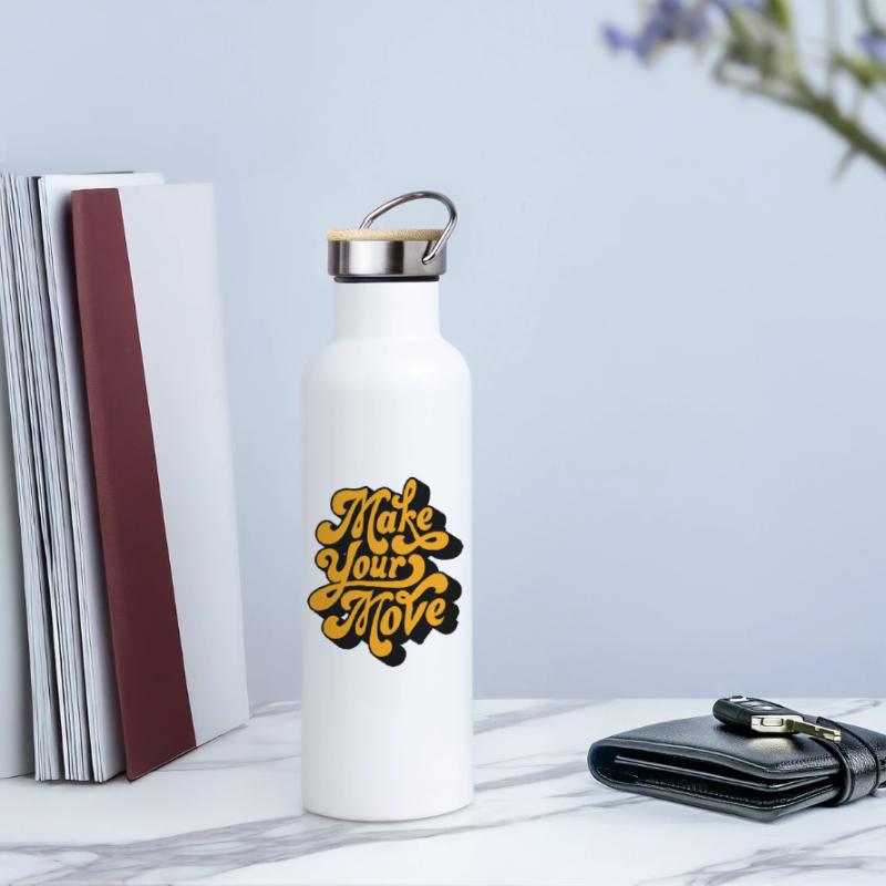 Make Your Move Retro Script Thermal Bottle with Bamboo Lid