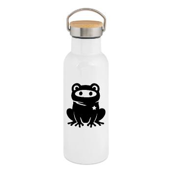 Masked Frosc with Star – Antifascism Antifa - Thermal Bottle with Bamboo Lid - white - Right