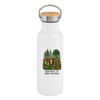 Forest Mushrooms Secret - Thermal Bottle with Bamboo Lid - white - Right