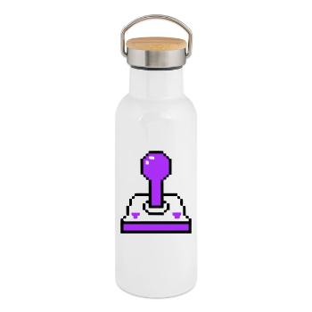 Arcade Joystick Retro Konsole - Thermosflasche mit Bambusdeckel - Weiß - Rechts