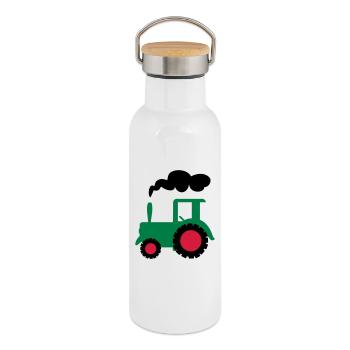 traktor trecker landwirtschaft - Thermosflasche mit Bambusdeckel - Weiß - Rechts