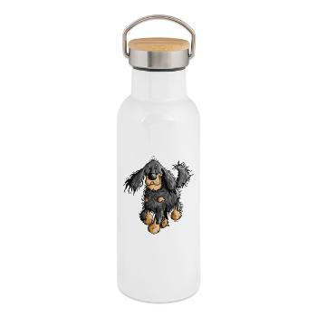 Flinker Gordon Setter - Hund - Thermosflasche mit Bambusdeckel - Weiß - Rechts
