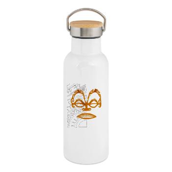 TIKI TOA - Gourde isotherme avec bouchon en bambou - blanc - Droite