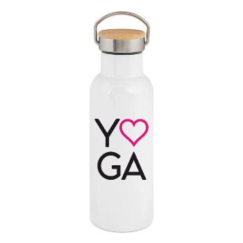 Joga - Thermosflasche mit Bambusdeckel - Weiß - Rechts