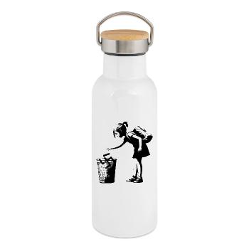 Style artistique urbain Swastika Trash - Gourde isotherme avec bouchon en bambou - blanc - Droite