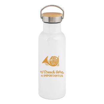 Waldhorn Hornist Blaskapelle - Thermosflasche mit Bambusdeckel - Weiß - Rechts