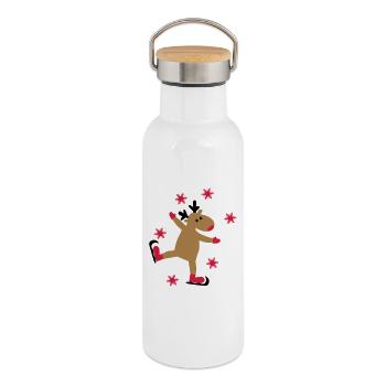 Super autocollant pour Noël - Gourde isotherme avec bouchon en bambou - blanc - Droite