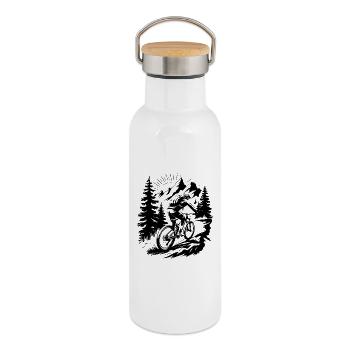 MTB Mountainbike - Thermosflasche mit Bambusdeckel - Weiß - Rechts