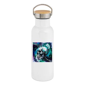 Punk Skull - Thermal Bottle with Bamboo Lid - white - Right