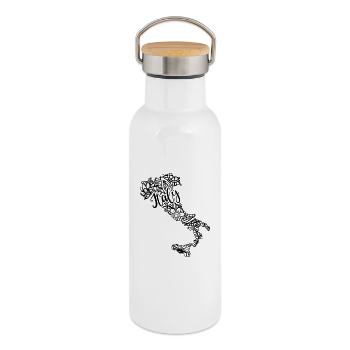 Karte Italien Mandala Blumen Reise Italienisches Geschenk - Thermosflasche mit Bambusdeckel - Weiß - Rechts