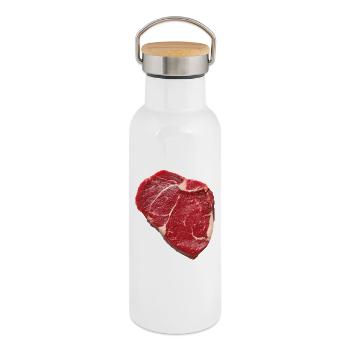 Steak - Thermosflasche mit Bambusdeckel - Weiß - Rechts