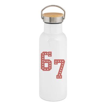6 7 – Trendy minimalist text design, - Thermal Bottle with Bamboo Lid - white - Right