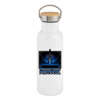 Néon du protocole ancien - Gourde isotherme avec bouchon en bambou - blanc - Droite