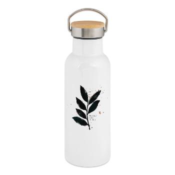 Protect Your Energy - Mindfulness Design - Thermal Bottle with Bamboo Lid - white - Right