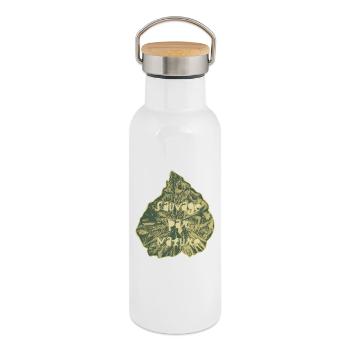 Sauvage par Nature - Gourde isotherme avec bouchon en bambou - blanc - Droite