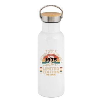 Anniversary vintage April 1975 - Thermal Bottle with Bamboo Lid - white - Right