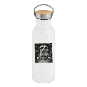 Meerkat Flashed - Thermal Bottle with Bamboo Lid - white - Right