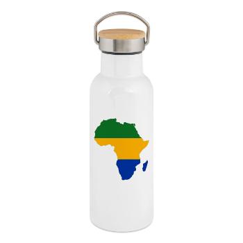 Gabon_Flagge_Afrika - Thermal Bottle with Bamboo Lid - white - Right