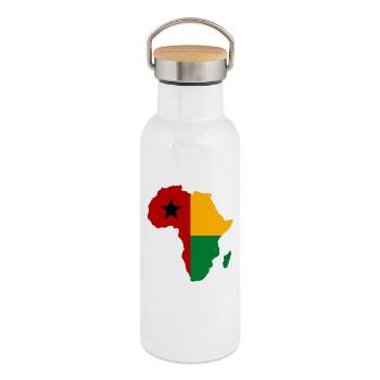 Guinea Bissau_Flagge_Afrika_used - Thermal Bottle with Bamboo Lid - white - Right
