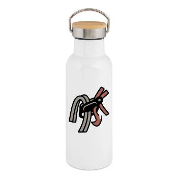 Dispositif d’assurage, mouston d’escalade Bloc - Gourde isotherme avec bouchon en bambou - blanc - Droite