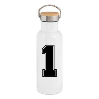 1 - Thermal Bottle with Bamboo Lid - white - Right