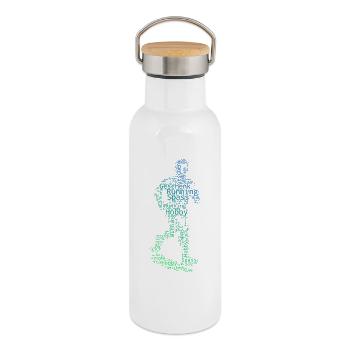 En résumé : Courir - Gourde isotherme avec bouchon en bambou - blanc - Droite