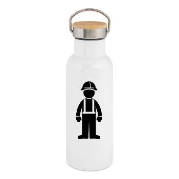 Construction workers - Thermal Bottle with Bamboo Lid - white - Right