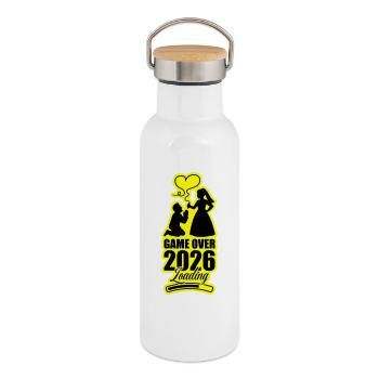 Game Over 2026 Hochzeit - Thermosflasche mit Bambusdeckel - Weiß - Rechts