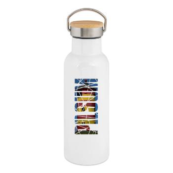 Leuchtturm Pilsum - Geschenk - Thermosflasche mit Bambusdeckel - Weiß - Rechts