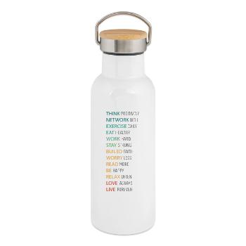 POSITIV DENKEN - Thermosflasche mit Bambusdeckel - Weiß - Rechts