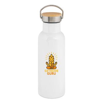 Grain Guru – Meditative Wheat Style - Thermal Bottle with Bamboo Lid - white - Right