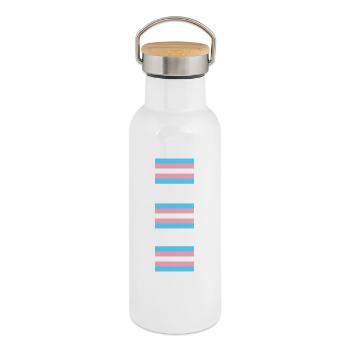 Trans Pride-Flaggen - Thermosflasche mit Bambusdeckel - Weiß - Rechts