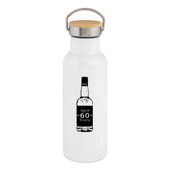 60 years - whiskey - Thermal Bottle with Bamboo Lid - white - Right