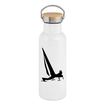 catamaran - Thermal Bottle with Bamboo Lid - white - Right