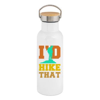 Wanderer Wanderwege Wandern Statement Natur - Thermosflasche mit Bambusdeckel - Weiß - Rechts