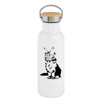 Maine Coon Cat - Thermal Bottle with Bamboo Lid - white - Right