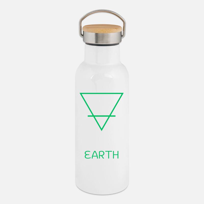 Earth Element - Thermal Bottle with Bamboo Lid - white