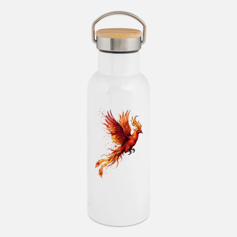 Phoenix Firestorm - Thermal Bottle with Bamboo Lid - white