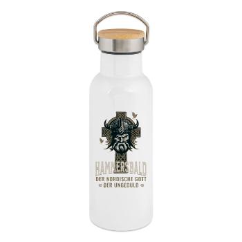Hammersbald - Dieu viking drôle de l’impatience - Gourde isotherme avec bouchon en bambou - blanc - Droite