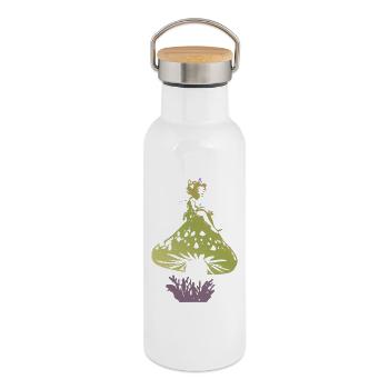 Fantasy mushroom - Thermal Bottle with Bamboo Lid - white - Right